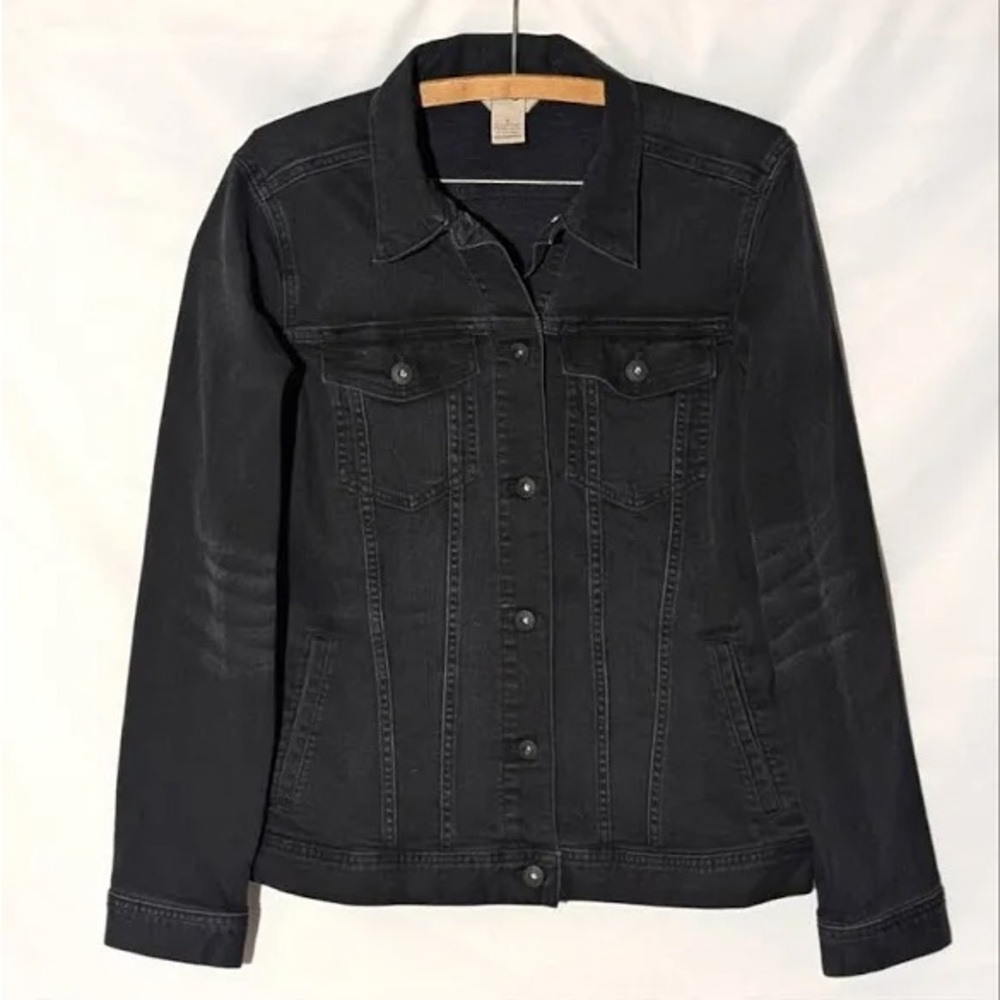 Duluth Trading Company Daily Denim Stretch Jean Jacket in Washed Black - Medium